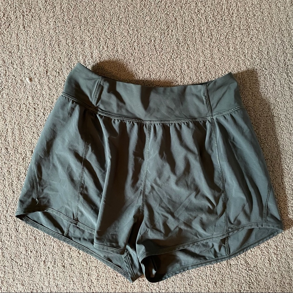 High waisted olive lululemon shorts size 8